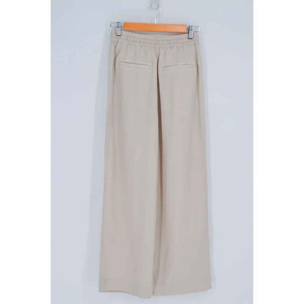 NEW Club Monaco Signature Elasticated Wide Leg Trouser Pants Cream Women's XS
